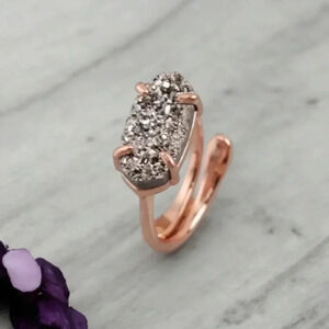 Rose Gold Platinum Druzy Ring